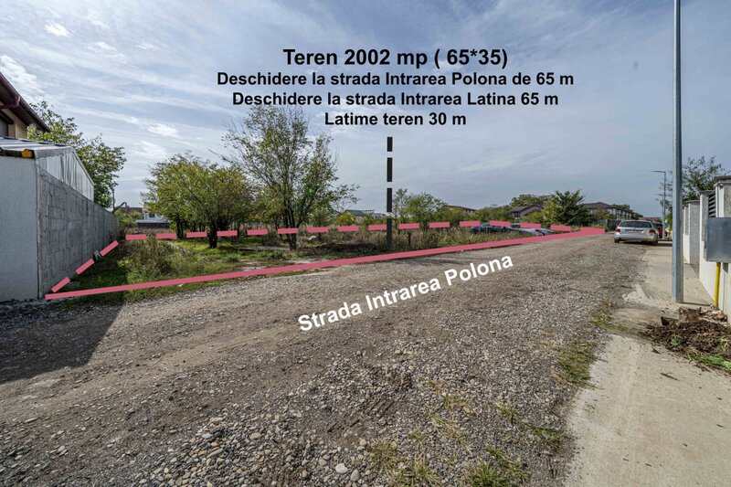 Teren 2002 mp, deschidere 65m la 2 strazi, adiacent Rascoala 1907, utilitati